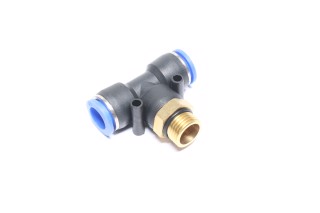 Соединитель трубки ПВХ тройник трубка+резьба (12хM16x1.5х12)(RIDER)