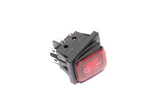 Переключатель клавишный герметичный ON-OFF 6к-т., подсветка LED (12V), красный 12V (пр-во Китай). 28002400