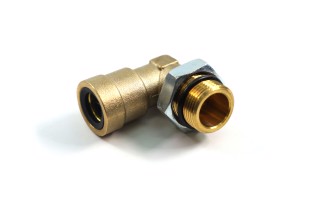 З'єднувач пневматичний D14 різьбовий-цанговий L-подібний М22х1.5 латунь (RIDER)