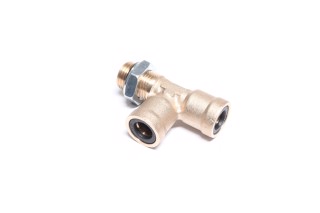 З'єднувач пневматичний D10-10 різьбовий-цанговий Т-подібний М16х1.5 латунь (RIDER)