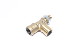 З'єднувач пневматичний D12-8 різьбовий-цанговий Т-подібний М12х1.5 латунь (RIDER)