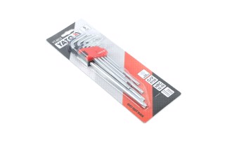 Ключі "Torx" Г-подібні: Cr-V, Т10-Т50 подовжені з отвором, 9 шт. [6/36], комплект (YATO )