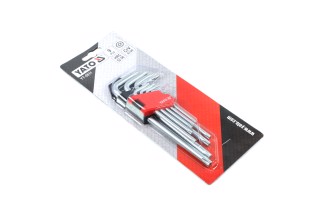 Ключі "Torx" Г-подібні: Cr-V, Т10-Т50 короткі з отвором, 9 шт. [6/36], комплект (YATO )