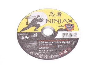 диск отрезной по металлу и нерж стали ninja тм  o=150х22.23 мм t=1.6 мм(VIROK). 65v150 VOREL