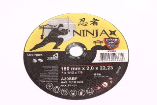 диск отрезной по металлу и нерж стали ninja тм  o=180х22.23 мм t=2.0 мм(VIROK). 65v182 VOREL