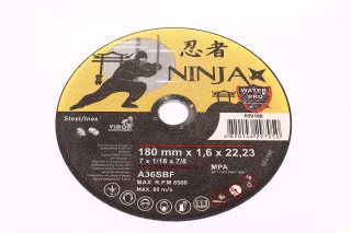 диск отрезной по металлу и нерж стали ninja тм  o=180х22.23 мм t=1.6 мм(VIROK). 65v180 VOREL