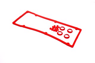 Прокладка крышки клапанной ЗМЗ 406  (полный комплект красный силикон ) (RIDER). 406.1007248-10.1