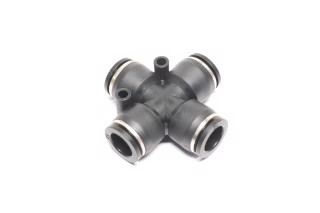 З'єднувач пневматичний D12-12-12-12 цанговий Х-подібний 2 отвори кріплення по прямій пластик (RIDER)