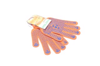 Перчатки с ПВХ-рисунком 2х. сторон.оранжевый / синий40 / 60 7 класс размер 10 (DOLONI)