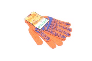 Перчатки "Ладонь" с ПВХ рисунком оранжевый / синий40 / 60 7 класс размер 10 (DOLONI). 794