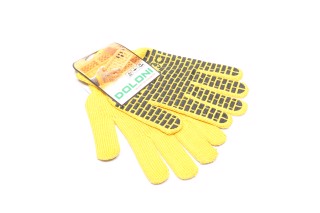 Перчатки "Строитель" с ПВХ рисунком желтый / черный40 / 60 7 класс размер 10 (DOLONI). 4078