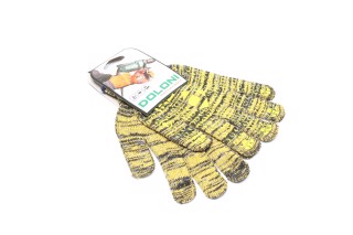 Перчатки "Рябушка" с ПВХ рисунком желтый / серый / желтый70 / 30 10 класс размер 10 (DOLONI). 4242