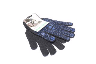 Перчатки с ПВХ-рисунком двойные черный / синий70 / 30 10 класс + 7 кл. размер 10 (DOLONI)