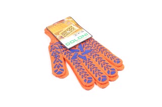 Перчатки "Звезда" с ПВХ-рисунком оранжевый / синий40 / 60 7 класс размер 10 (DOLONI). 564