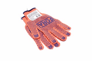 Перчатки FORA с ПВХ-рисунком оранжевый / синий70 / 30 7 класс размер 10 (DOLONI). 15300