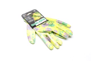 Рукавички трикотаж зелені, поліестер, в'язаний манжет, поліуретан, гладкий розмір 8 (DOLONI)