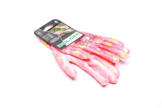 Рукавички трикотаж рожеві, поліестер, в'язаний манжет, поліуретан, гладкий розмір 8 (DOLONI)