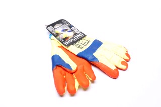 Перчатки трикотаж, хлопок, манжет вязаный, латекс, ребристый, красный размер 10 (DOLONI)