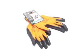 Перчатки трикотаж, оранжевые, полиэстер, манжет вязаный, латекс, черный размер 10 (DOLONI)