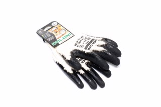 Рукавички трикотаж, білі, х/б, в'язаний манжет, латекс, чорний розмір 10 (DOLONI)