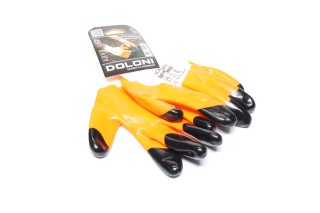Перчатки трикотаж, полиэстер, манжет вязаный, нитрил, оранжевый + черный размер 10 (DOLONI). 4564