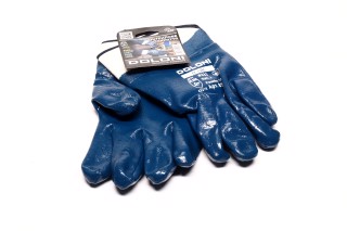 Перчатки трикотаж, хлопок / интерлок, манжет крага, нитрил, синий размер 10 (DOLONI). 851