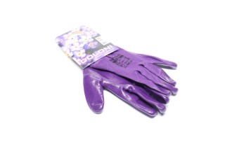 Перчатки трикотаж фиолетовые, полиэстер, манжет вязаный, нитрил,  размер 8 (DOLONI). 4594