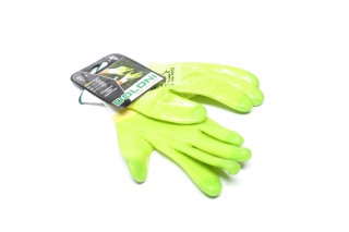 Перчатки трикотаж зеленые, нейлон, манжет вязаный, ПВХ, размер 9 (DOLONI)