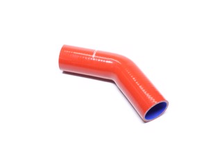 Патрубок радиатора УРАЛ 4320,Т 150,КАМАЗ 4308 верхний (СИЛИКОН красный, D=58 мм, L=330 мм) (DETALKA)