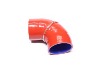 Патрубок повітряного фільтра КАМАЗ кутовий (СИЛІКОН червоний, D=68 мм, L=80х80 мм). 54112-1109600 RED LORRY