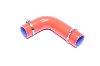 Патрубок радіатора МТЗ 1221,1522,1523 верхній (СИЛІКОН червоний, D=54 мм, L=195х130 мм) з хомутами (DETALKA)