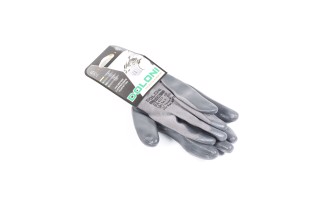 Рукавички трикотаж сірі, поліестер, в'язаний манжет, нітрил, сірий розмір 8 (DOLONI)