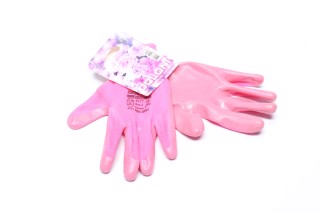 Перчатки трикотаж розовые, полиэстер, манжет вязаный, гладкий, розовый размер 7 (DOLONI). 4591