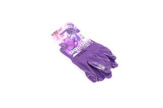 Рукавички трикотаж фіолетові, поліестер, в'язаний манжет, нітрил, розмір 7 (DOLONI)