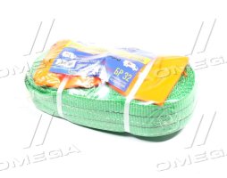 Трос буксирувальний 8т. стрічка 60мм. 5м. петля-гак, 2 шари, зелений