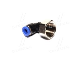 З'єднувач пневматичний D8 різьбовий-цанговий L-подібний 1/2 пластик (RIDER)