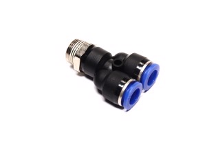 З'єднувач пневматичний D10-10 різьбовий-цанговий Y-подібний 3/8 пластик (RIDER)