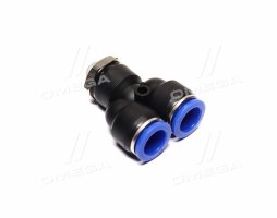 З'єднувач пневматичний D12-12 різьбовий-цанговий Y-подібний 1/8 пластик (RIDER)