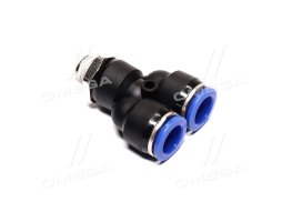 З'єднувач пневматичний D12-12 різьбовий-цанговий Y-подібний 1/4 пластик (RIDER)