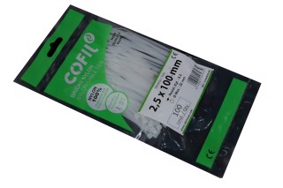 Хомут пластиковий 2,5 х100мм. білий (100шт) (Cofil)