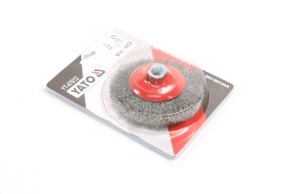 Щітка зачисна з нержавіючої сталі, дискова до КШМ YATO : O=125 мм, гайка- М14, 12500 об/хв [10/60](Y