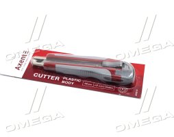 Нож канц. 18мм, пласт. корп., метал. Направ.,рез. вставк.+2см. лезв., Axent