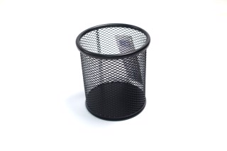 Стакан для ручек, метал. сетка, круглый 80х100, черн., BUROMAX