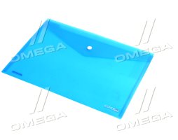 Папка пластикова, А-4 на кнопці, прозора синя, Economix