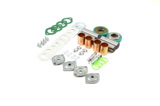 Шкворень в комплекте ГАЗЕЛЬ Р3 (D=25.5) (втулки латунь Л90, РТИ NBR, РОЛИКОВЫЕ подшипники) (DETALKA)