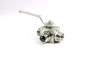 Кран гідравлічний кульовий 3-х ходовий S32-S32-S32 (М27х1.5-М27х1.5-М27х1.5) (ТМ JUBANA)