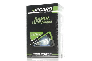 Лампа светодиодная H7 LED 6500K 12V HIGH POWER <DECARO>