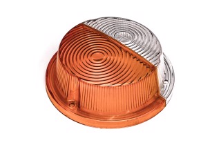 Стекло фонаря переднего Ф130 КАМАЗ, ГАЗ, МАЗ, ЗИЛ желт./бел. <ДК>