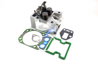 Головка блока КАМАЗ в сборе (клапана,стойка коромысла,прокладка,МЕТАЛЛОФТОРСИЛИКОН,кольца) (DETALKA)