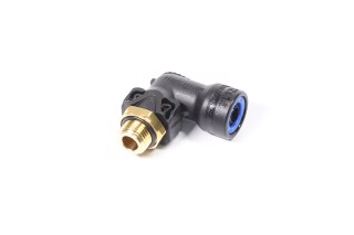 З'єднувач пневматичний D12 різьбовий-цанговий L-подібний М16х1.5 пластик-латунь (Wabco)